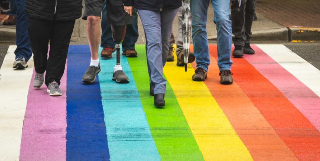 a photo of a rainbow flag inspired to represent diversity in the workplace