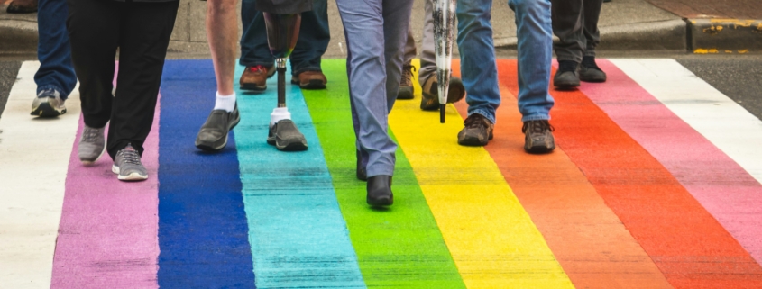 a photo of a rainbow flag inspired to represent diversity in the workplace